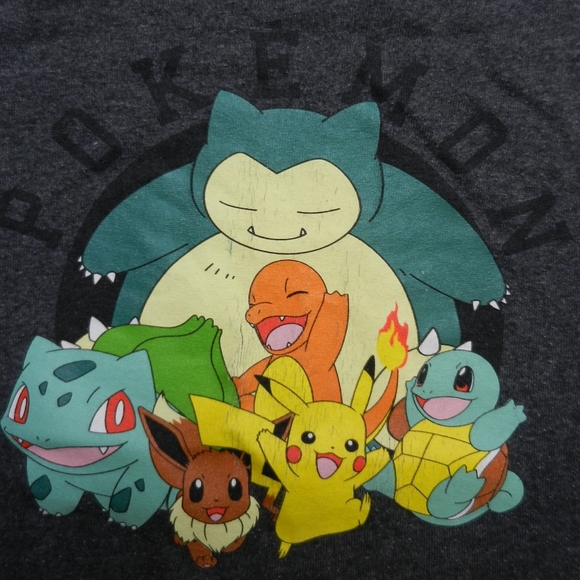 Boys Pokemon T-Shirt Size XL Gray Pikachu Spell Out - Picture 3 of 12